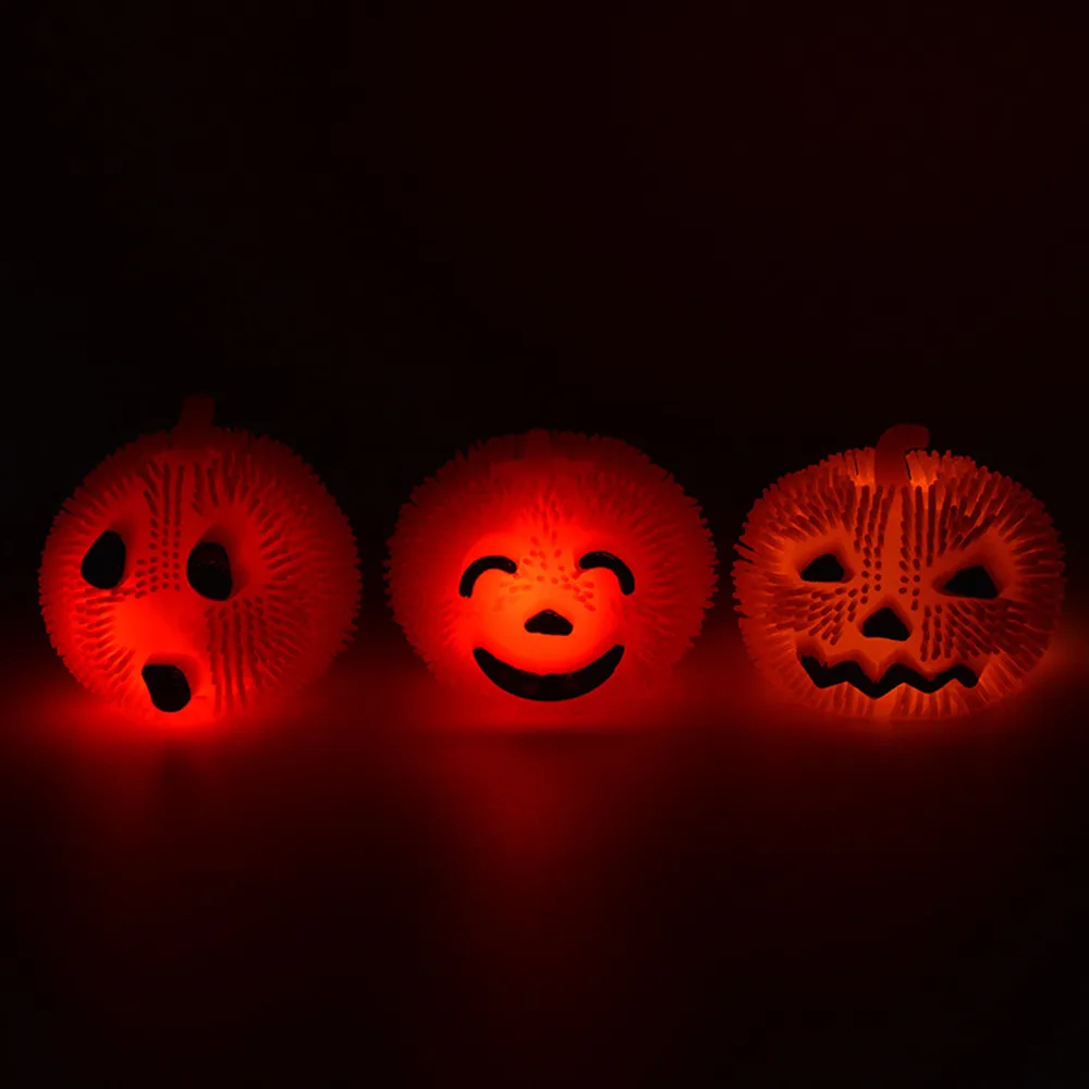 

Light Up Halloween Pumpkin Stress Puffer Ball Release Squeeze Toy toys for children pumpkin lantern lamp light horror juguetes