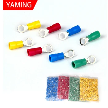 

500pcs RV1.25/2/3.5/5.5 Wiring Connector Conductor Pre-insulated Cold-pressed 0.5/1/1.5/2.5 Square Wire O Type Terminal