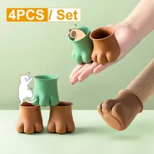 

4pcs Silicone Furniture Leg Protection Cover Cute Cat Claw Non-slip Table Foot Pad Cover Chair Leg Caps Wood Floor Protectors