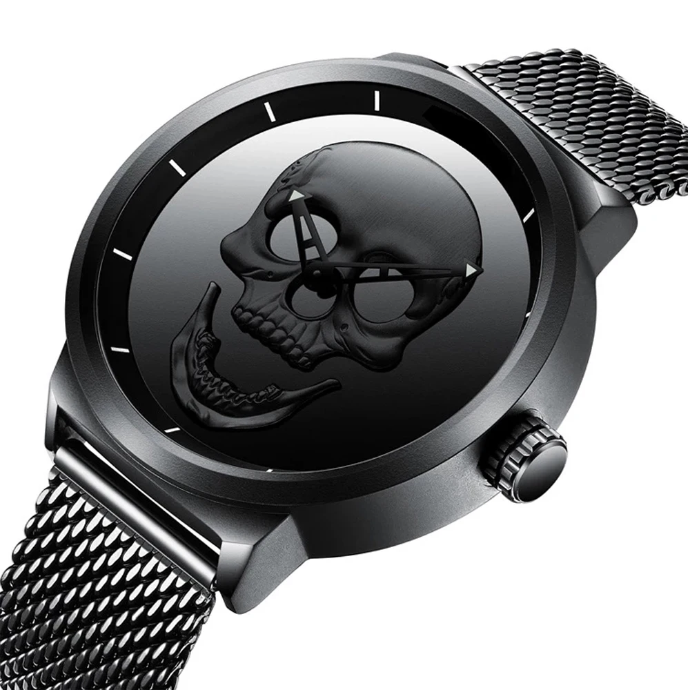 2023 Year  Cool Skull watch for Men Luxury Quartz Milanese Wristwatch Ultra Waterproof Retro Fashion Clock For Boy