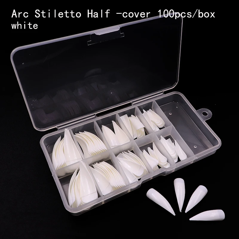 100 шт./кор. прозрачный белый Ложные Акриловые дизайн ногтей советы французский УФ