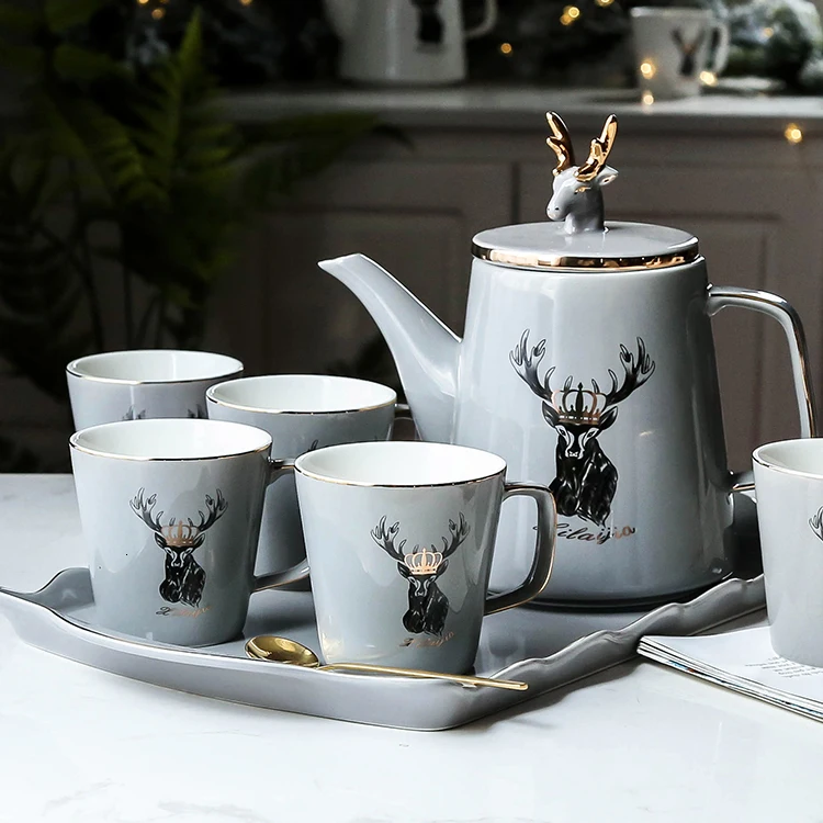 

Northern Europe Teapot Teacup Suit Household A Living Room Water Cup Modern Simplicity Originality Ceramics Cup A Complete Set