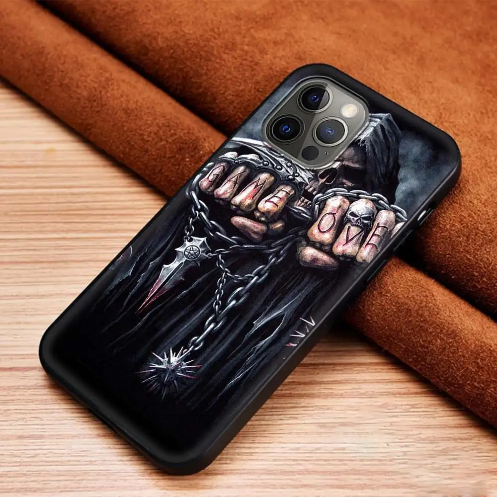 13 pro case Grim Reaper Skull Skeleton Phone Case For iPhone 12 Mini 11 13 Pro Max 7 XR X 6 8 Plus 5 Soft Silicone Shockproof Cover Coque iphone 13 pro cases