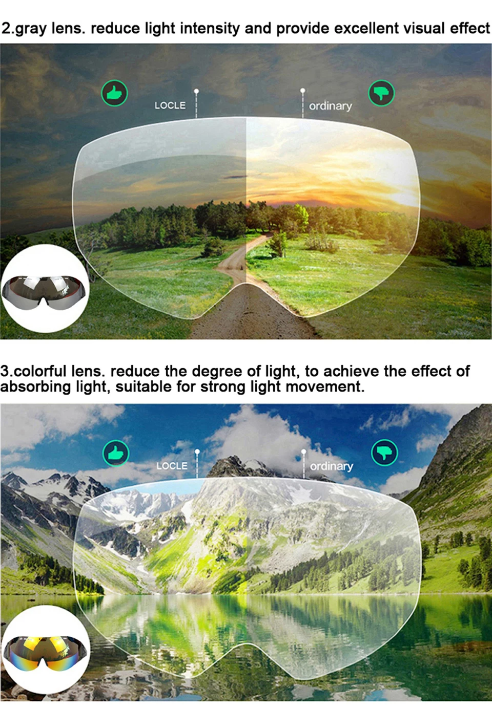 LOCLE Goggles Bicycle Cycling Helmet Goggles or Glasses Casco Ciclismo Gafas Brightening Lens (Only match the fixed helmet)