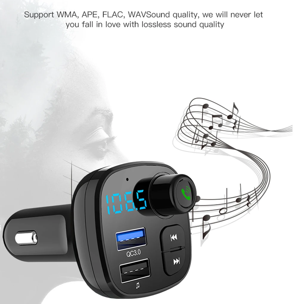 Bluetooth автомобильный комплект громкой связи fm-передатчик беспроводной музыкальный mp3-плеер двойной USB быстрая зарядка