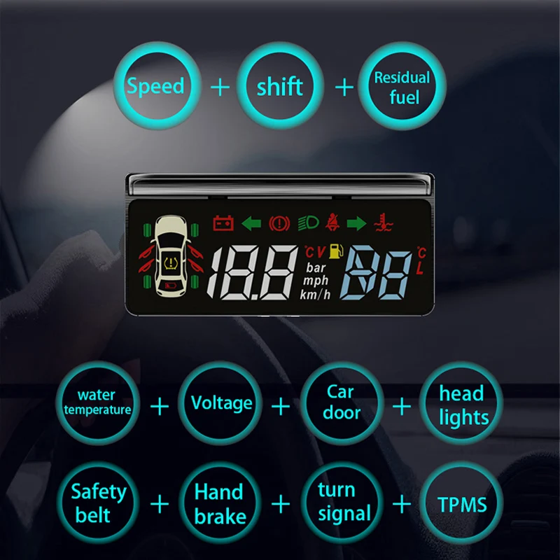 HUD TPMS Head Up Display Special car electronics obd display heads up car display Speed Water temperature Gear 4 sensor T1 HUD TPMS Head Up Display Special car electronics obd display heads up car display Speed Water temperature Gear 4 sensor T1