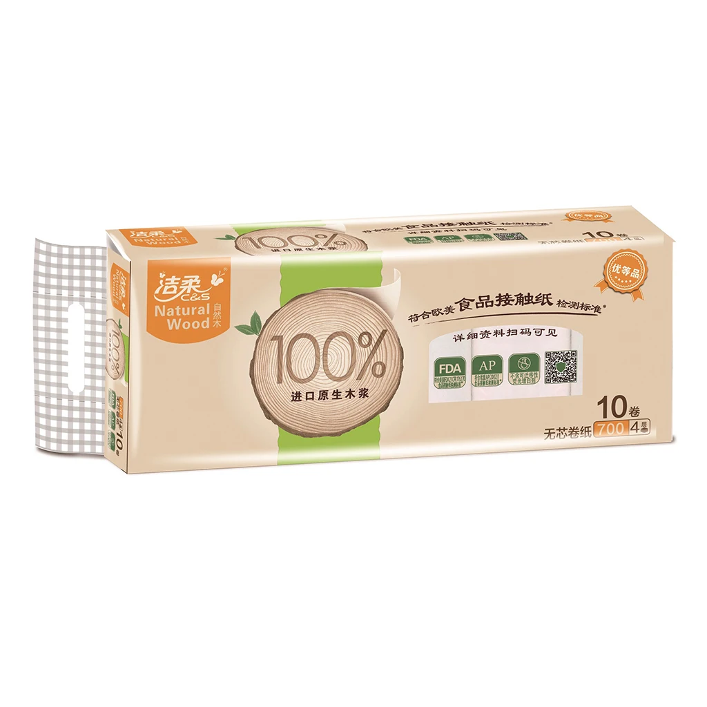 10 Rolls 4 Layers Soft Toilet Paper Roll Wood Pulp Bath Tissue Skin-friendly Care Household Towel