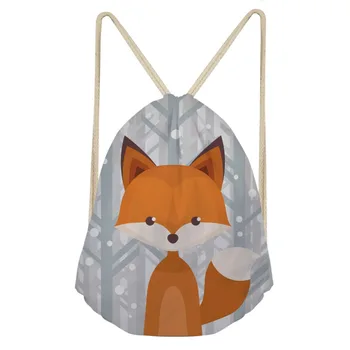 

Aulaygo Cartoon Fox and Moose Children Portable Beach Backpack Fashion Animal Good Quality Women Men Drawstring Bags Mochila