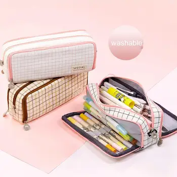 

Large Capacity Pencil Case Kawaii Canvas Pencilcase Layered Stationery Material Pouch Internal School Design Pencil Escolar R4B8