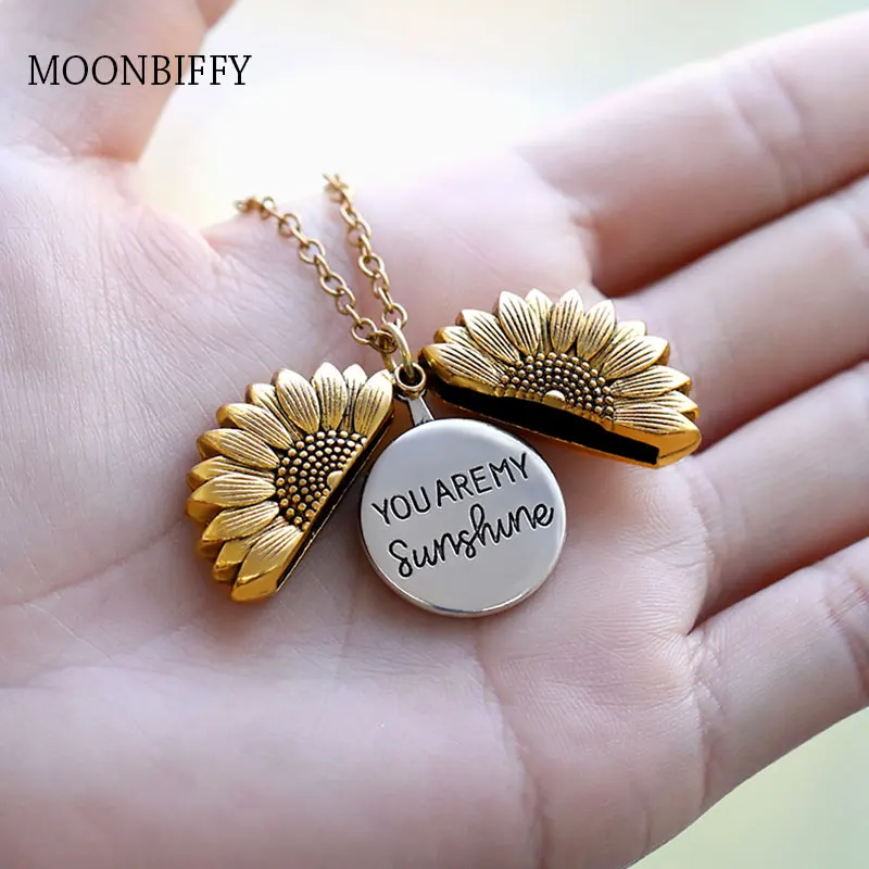 С принтом You Are My Sunshine ожерелье с подсолнухом для женщин розового цвета: