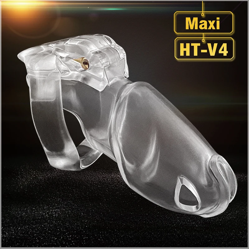 

Latest Design HT V4 Natural Resin Male Cock Cage With 4 Penis Ring Bondage Lock Chastity Device Adult Sex Toy A777-2 3 Color