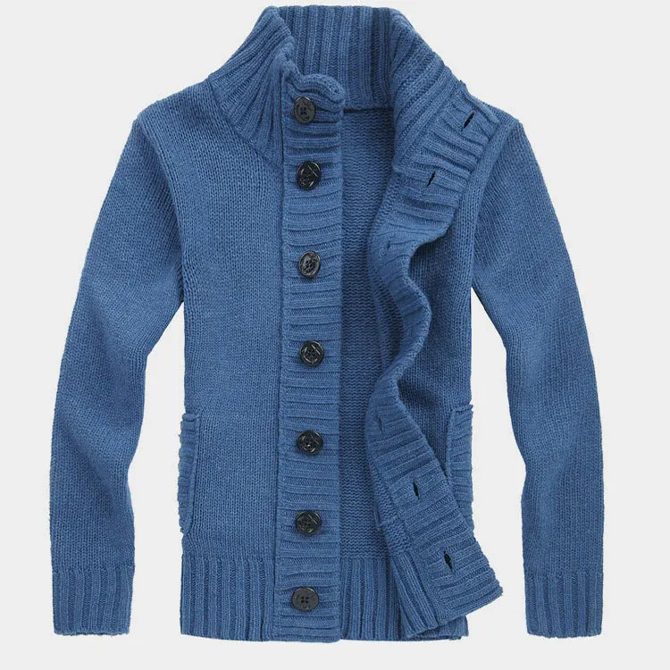 

Nice Men Autumn Winter Sweater Coat Slim Fit Knitted Sweatercoat Jacket Male Stand Collar Casual Cardigan Sweaters