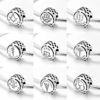 

New Fashion 925 Sterling Silver Twelve job occupation Accessories beads Fit Original European Charm Bracelet Jewelry making