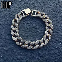 В стиле «хип-хоп» Bling льдом Для мужчин браслет полный стразы со стразами золотые Цвет Майами КУБИНСКИЙ звено цепи Браслеты для Для мужчин, ювелирное изделие, Дропшип
