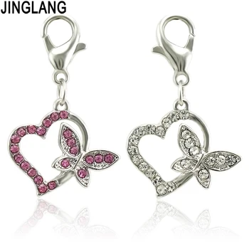 

JINGLANG Love butterfly Charm Vintage Necklace Bracelet DIY Halloween Handmade Metal Jewelry Alloy Pendants 50 pcs