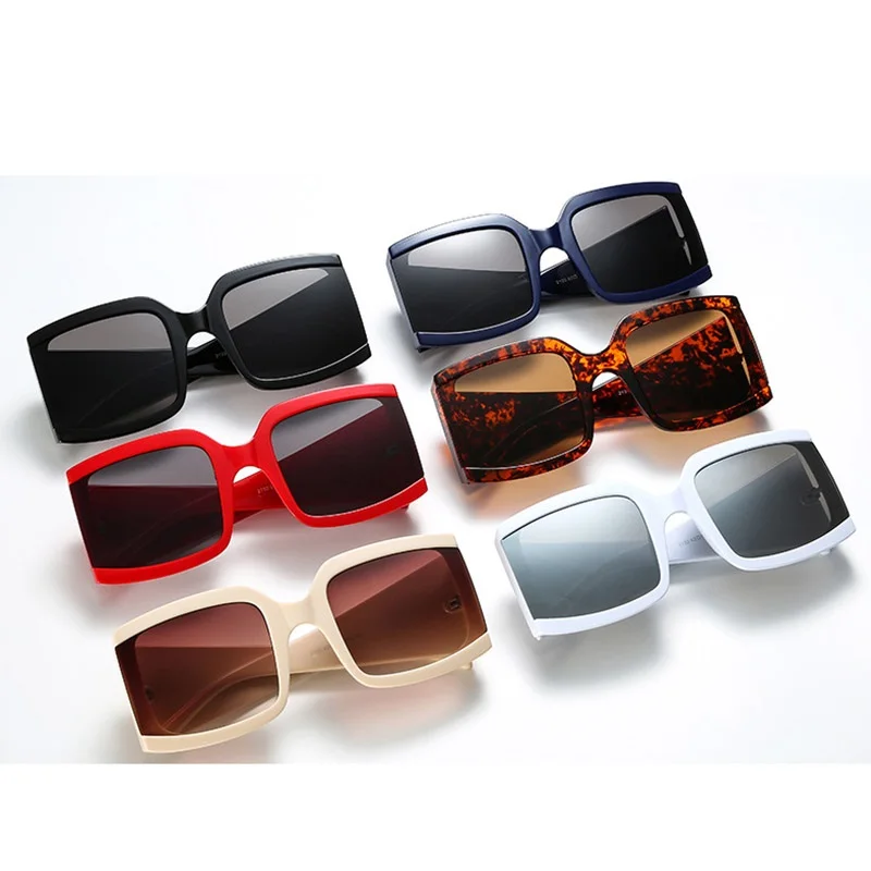 Женские солнцезащитные очки с леопардовым принтом Suqare большие плоской оправой в