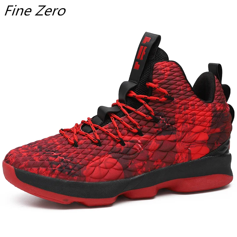 Обувь с высоким берцем с надписью Lebron Баскетбольная обувь Высокое качество Для мужчин Для женщин дышащие баскетбольные кроссовки на нескользящей подошве для бега, спорта на открытом воздухе обувь - Цвет: Red