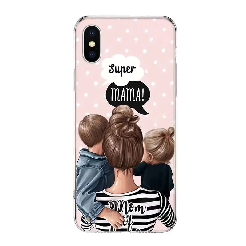 Детские комплекты для мамы и дочери; крышка чехол для телефона для iPhone 11 Pro 7 6X8 6S плюс XS MAX+ XR 5S SE 10 Ten арт бант из ленты TPU чехол для телефона - Цвет: TW019-6
