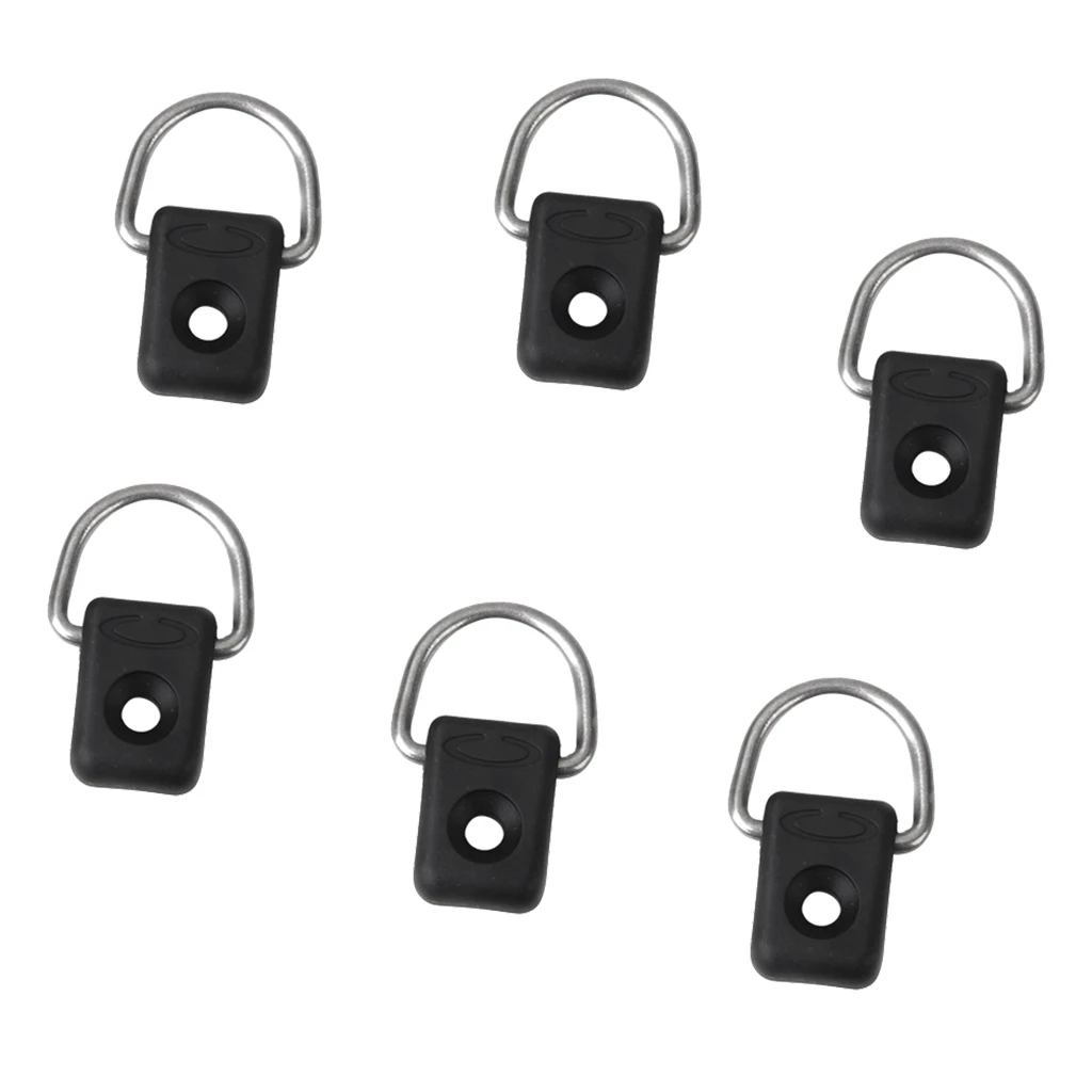 6 Pieces Kayak D Rings Outfitting for Boat Canoe Kayak Accessories Black