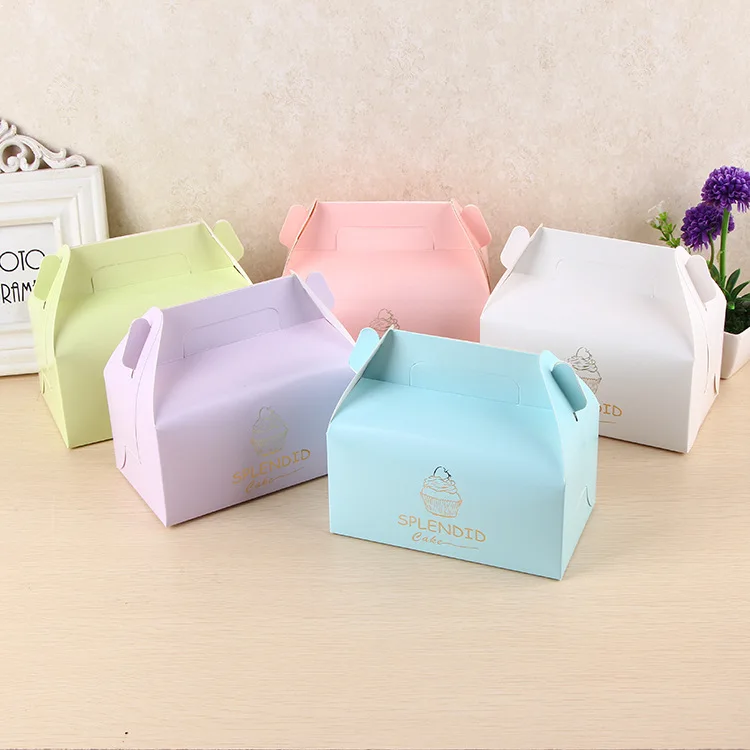 

2019 new gold stamping paper boxes for biscuits cupcakes muffins kraft paper gift packaging box kid birthday wedding cake boxes