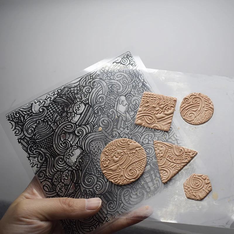 Polymer Clay Tools Emboss Texture Stamp Template Sheets Ice Cream