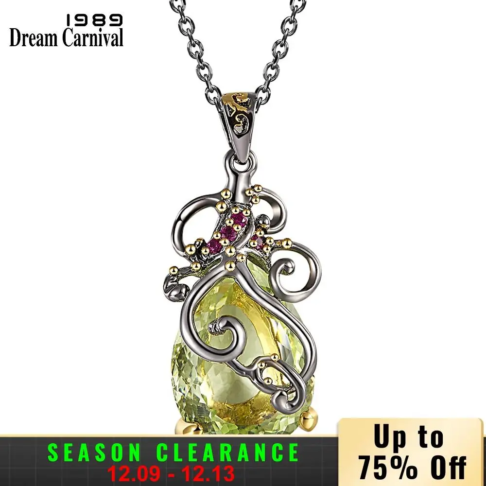 Cena DreamCarnival 1989 moda damska wisiorek z długim łańcuszkiem naszyjniki duży zielony kropla wody CZ ślub Marry biżuteria kobiece dziewczyny WP6560