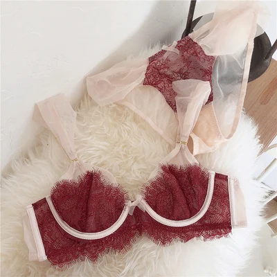 Женский комплект с бюстгальтером Lash Lace, сексуальное красное нижнее белье, пуш-ап, нижнее белье, CDE чашечки, большой размер, бюстгальтер и трусики, наборы бюстгальтеров для девочек, комплект с бюстгальтером и трусиками - Цвет: Красный