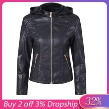 Feitong куртка из искусственной кожи женские толстовки зима осень мотоциклетная куртка черная верхняя одежда искусственная кожа PU куртка пальто 8M3