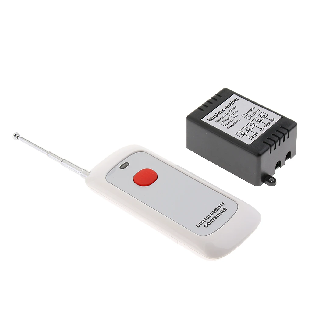 433Mhz Wireless RF Switch 1000 Meters Long Range DC 12V Single Channel Wireless Remote Control Switch, 10A Relay Receiver