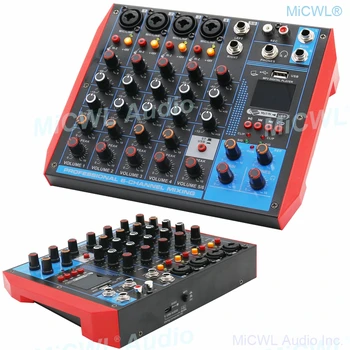 

Pro 6 Microphone Channel Sound Card Mixer For PC Laptop Live Recording Mixing Console 48V Phantom Power Switch Each Channel