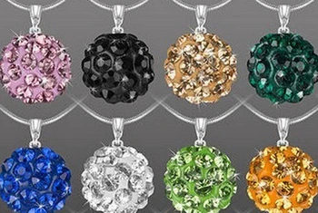 

jht34 Christmas Gift Mixed 15 Random Color10mm Micro Pave Disco Ball crystal Necklace Jewelry For Men And