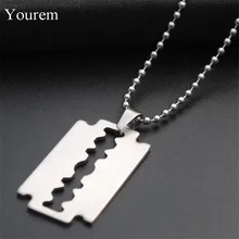 Chique contas correntes de aço inoxidável lâmina De Barbear pingente colares para homens witcher lobo colares mulheres Harajuku do punk jóias(China)