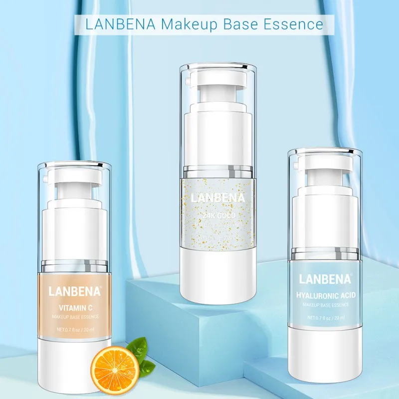 24K Gold Hyaluronic Acid Long-lasting Moisturizing Pore Concealer Face Makeup Base Essence VC Pores Shrink Brighten - Цена: 