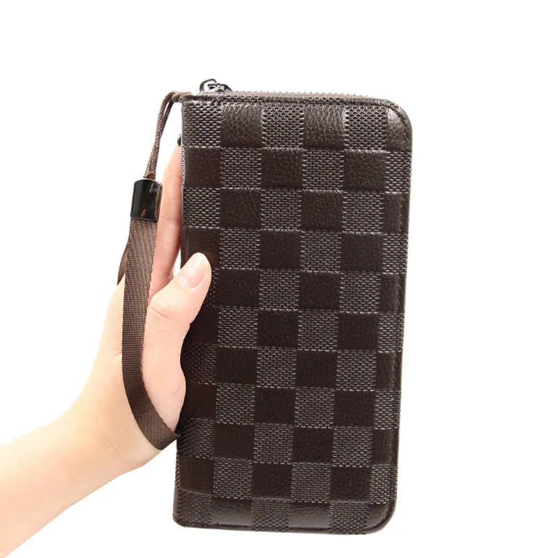 

New Men's And Women's Long Zip Wallet Plaid Clutch Fashion Multifunctional Large Capacity Men's And Women's Long Wallet