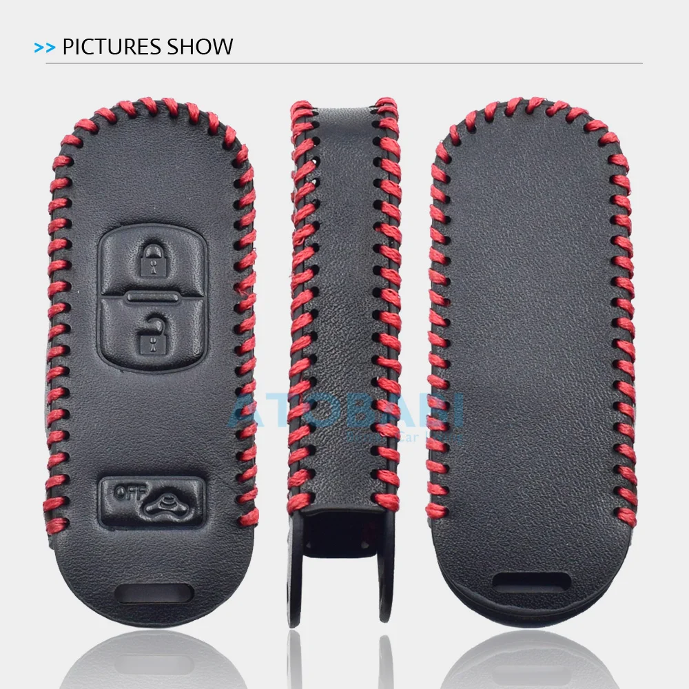 Кожаный чехол для автомобильных ключей для Mazda 2 3 5 6 CX-3 CX-5 CX9 13-18 3 кнопки умный пульт дистанционного управления Fob оболочка Крышка Брелок защитная сумка