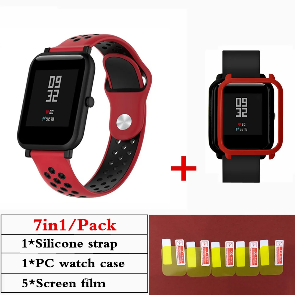 SkeYou 7в1 Мягкая силиконовая лента для Xiaomi Huami Amazfit Bip Lite часы с ремешком-браслетом ПК