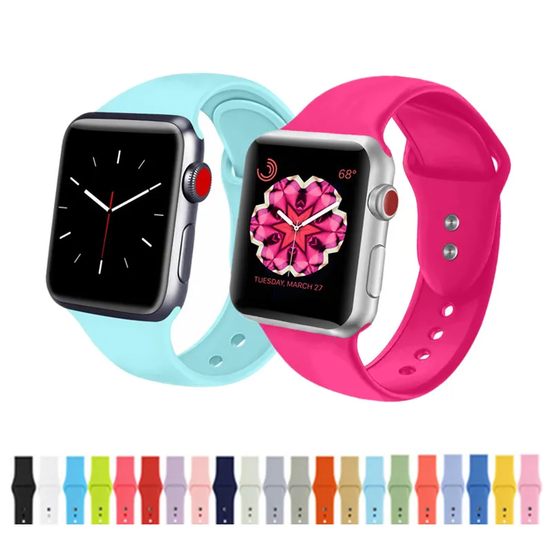 

Silicone Sport Strap for iWatch 5 40mm 44mm New Color Soft Bracelet Belt for Apple Watch band 42mm 38mm 1 2 3 4 Accessories