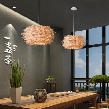 

Bird Nest Pendant Lamp Light Nordic Rattan Wicker Wood Handmade Hotel Restaurant Cafe Living Dinning Room Suspension Lighting