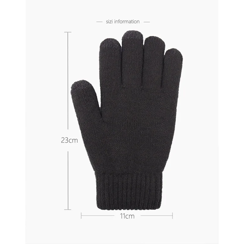 Winter New Man Keep Warm Touch Screen Plus Velvet Inside Thicken Knitting Gloves Wear-Resistant Anti-Slip Solid Fashion Male Sof men's gloves