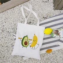 Забавная парусиновая сумка с принтом авокадо, сумки, эко многоразовая сумка для покупок, студенческие сумки для книг, Женская Повседневная сумка для покупок