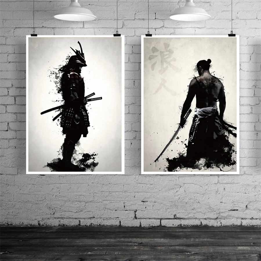 Japanese Samurai Canvas Oil Painting Modern Wall Art Pictures HD Print For Living Room Home Decoration Posters And Prints | Дом и сад