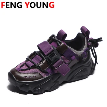 

Sneakers Round Toe 2020 Spring/Autumn Purple Wedge Sneakers High Quality Shoe Woman Dad Shoes Zapatos De Mujer
