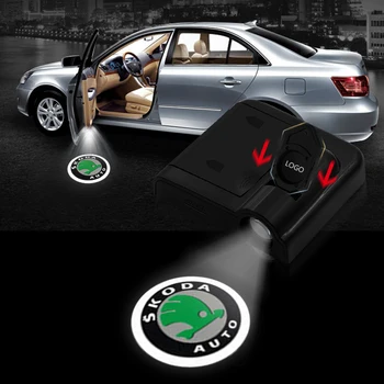 

2pcs Shadow Lamp Projector Light Car Led Wireless Door Logo Light Welcome Decor Lamp Laser Atmosphere for skodk Car Light