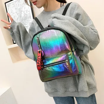 

Backpack Women Holographic Ladies Fashion Backpacks Bling Multicolor School Bags For Teenage Girls Travel Backpack Mochila