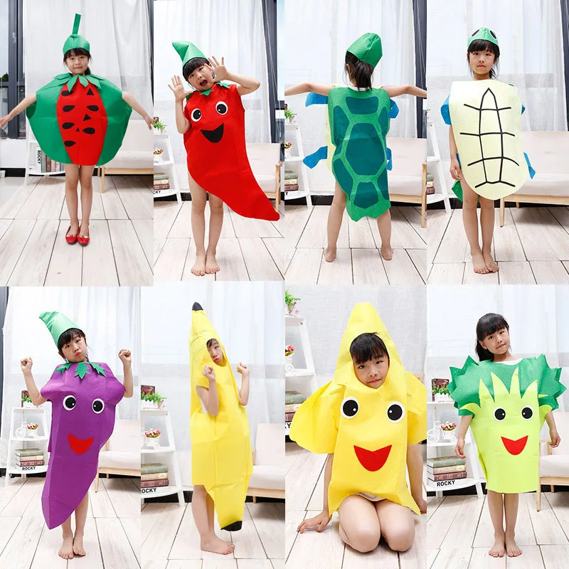 

Adult Children Kids Halloween Party Children's Day Cartoon Fruit Vegetable Costume Cosplay Clothes Pumpkin Banana Tree Purim