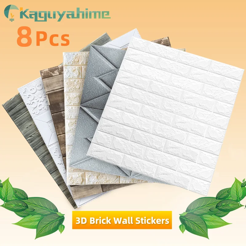 

Kaguyahime 8Pcs 3D Self-Adhesive Wall Stickers Decor Waterproof Wallpaper DIY For Kitchen Bedroom 3D Marble Wallpaper Brick