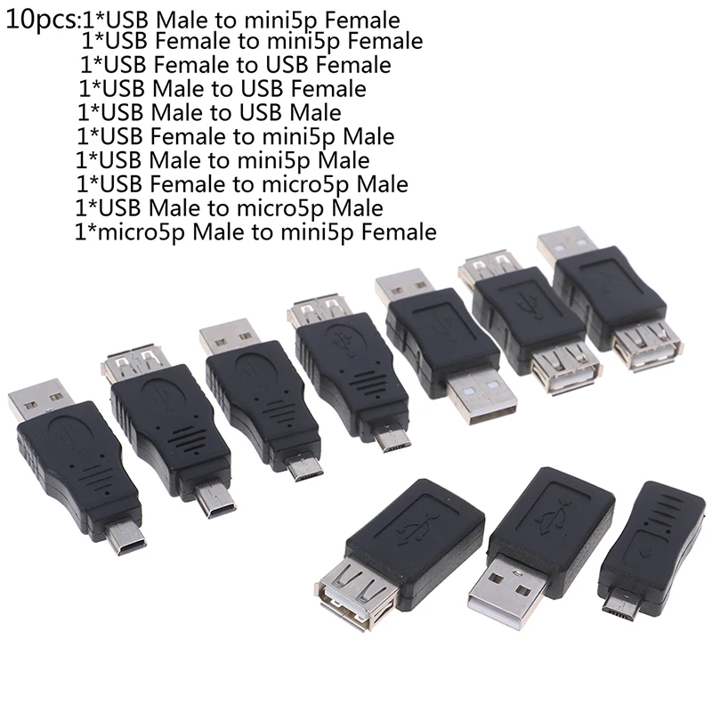 10 шт./компл. USB адаптер гаджеты OTG USB мужчин и женщин микро-usb; мини адаптер конвертер