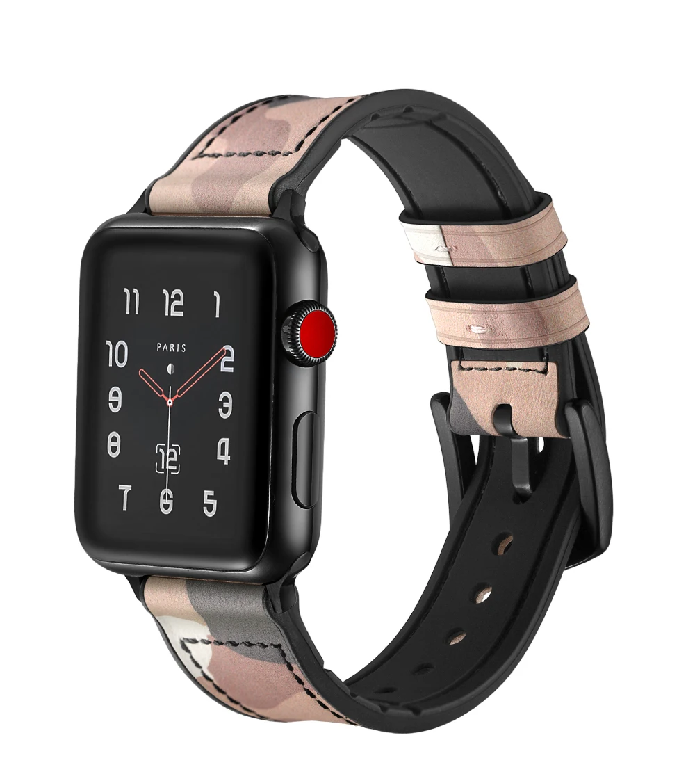 UEBN ремешок для apple watch кожа + Силиконовый ремешок для iwatch 38/40 42/44 мм ремень высокого качества дышащий для iwatch серии 4 3 2 1