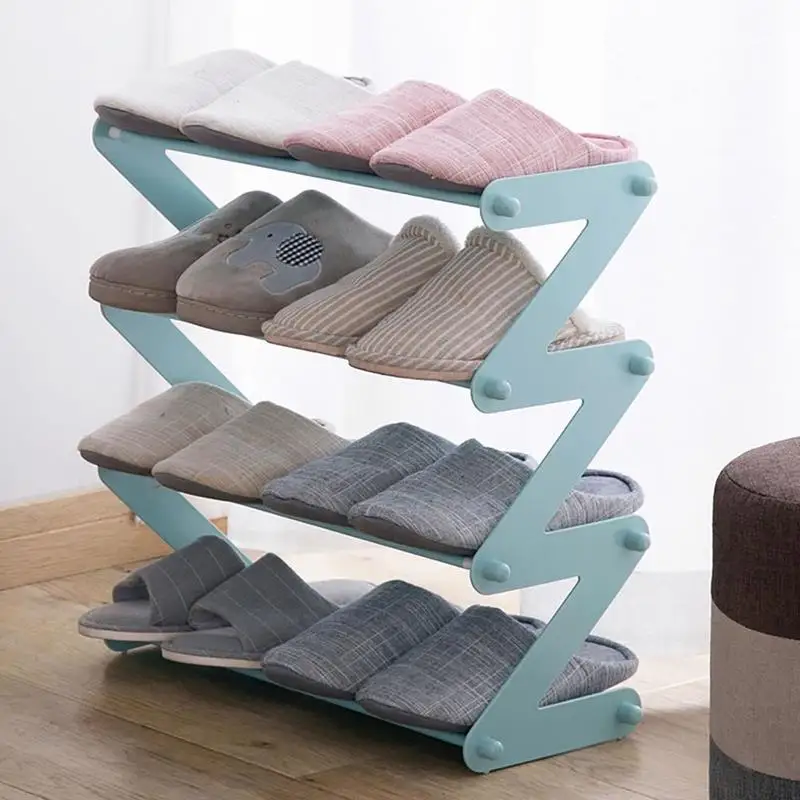 Stainless Steel "Z" Shape Shoes Rack Multi-layer Assembly Non-woven Storage Holders Bookshelf Home Shoe Cabinet Organization