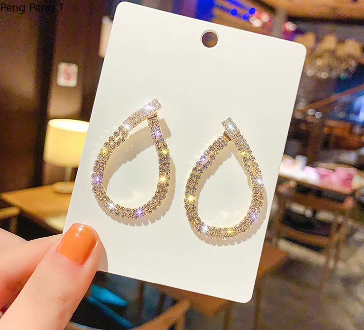 2021Fashion fashion mesh red versatile personality geometric Earrings